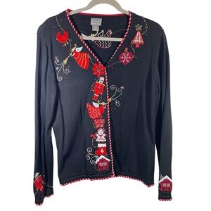 Vintage Berek Black Red Nutcracker Holiday Christmas Long Sleeve Sweater Size L